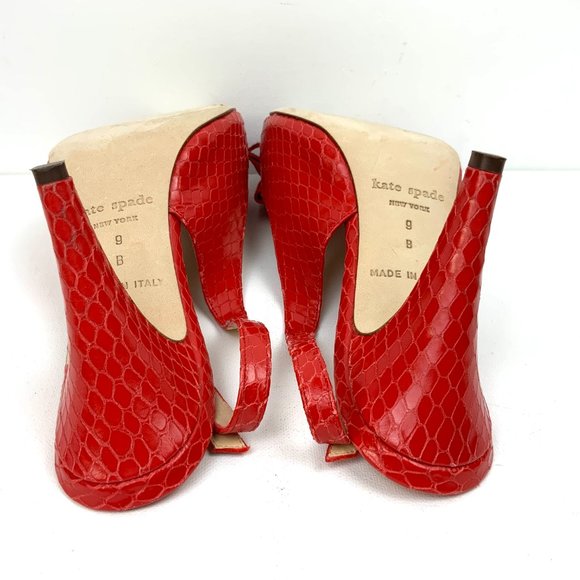 Kate Spade New York  Scarlet Red Slingback Heels Pumps Italy Sz 9 - Picture 3 of 16